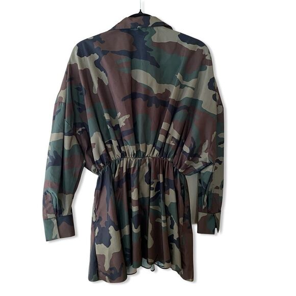 Norma Kamali Oversized Bf Shirt Flared Mini Dress Camo Revolve XS - Picture 5 of 8